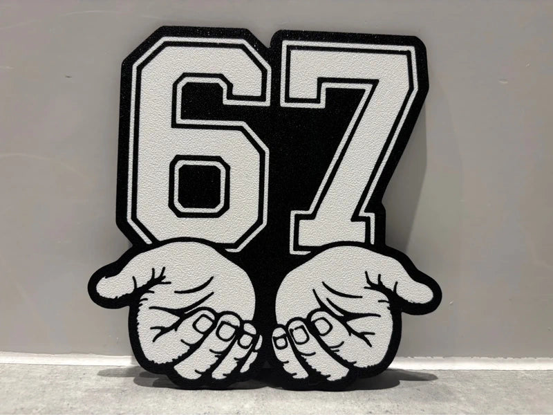 3D Printed “67 Hands” Sign – Viral Meme Decor for Kids, Teens & Gaming Rooms